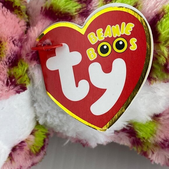 Ty Beanie Boos Lainey Plush Pink Spotted Leopard 2021 TySilk 6 inch Teddybear - Picture 8 of 11